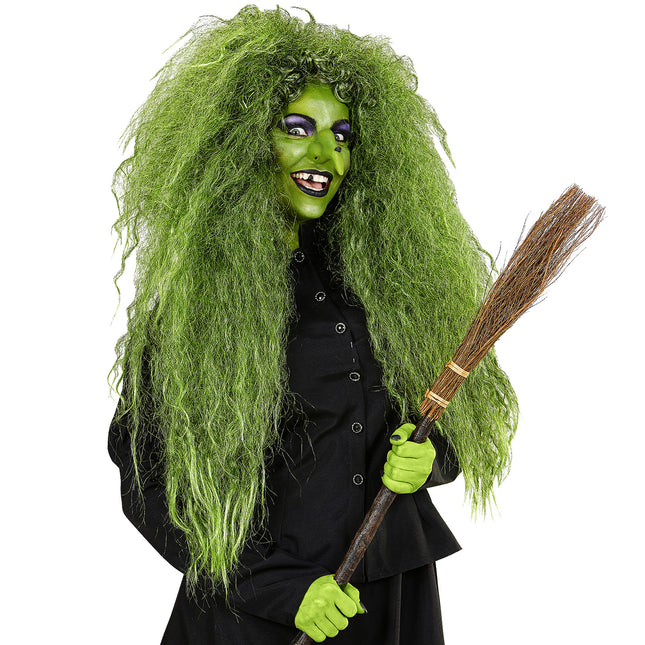 Parrucca di Halloween da donna verde da strega