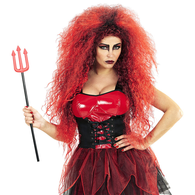 Parrucca Halloween Diavolo Rosso Selvaggio