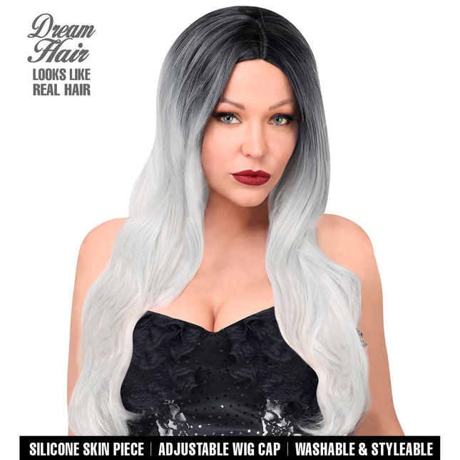 Parrucca bianca e nera capelli lunghi