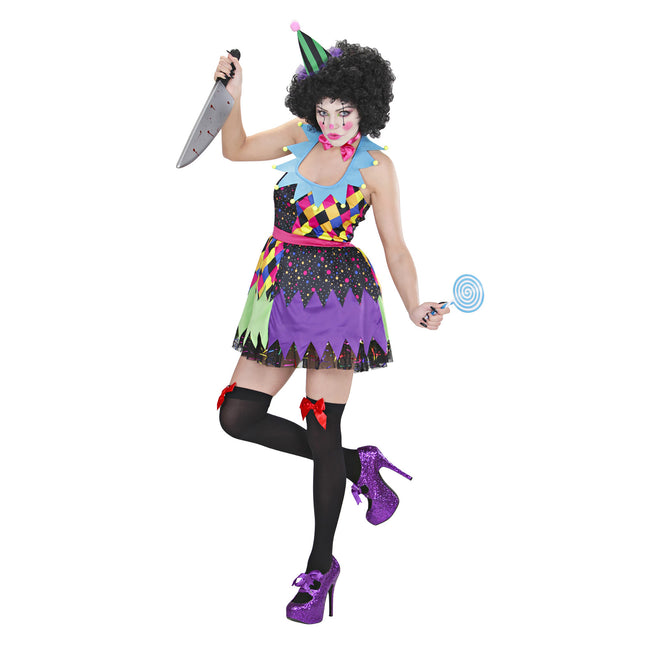 Vestito di Halloween colorato da donna clown