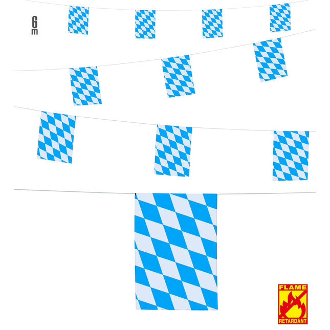 Ghirlanda Oktoberfest blu bianca ignifuga 6 m