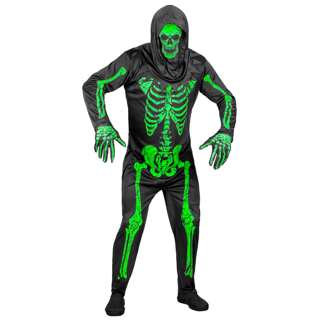 Costume da scheletro uomo Neon 3 pezzi