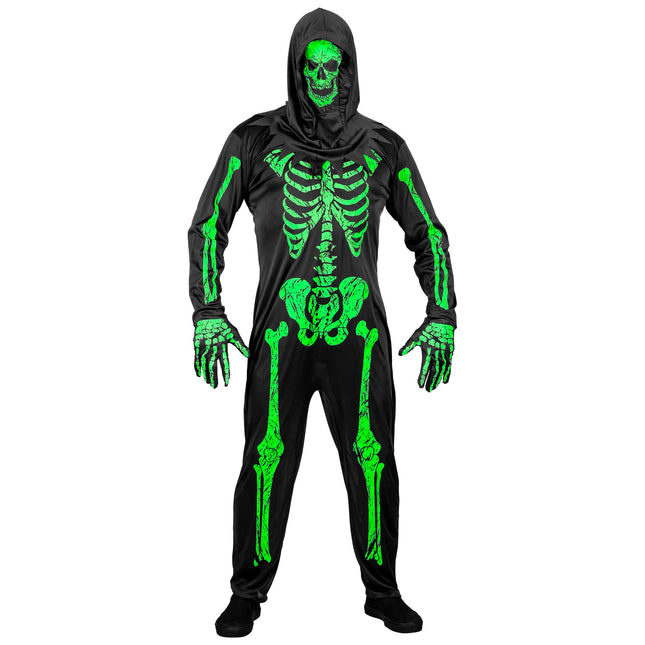 Costume da scheletro uomo Neon 3 pezzi
