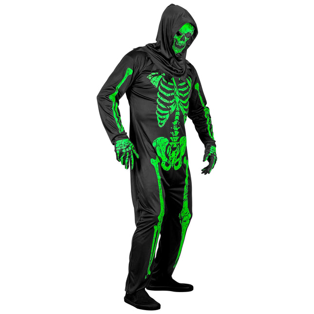 Costume da scheletro uomo Neon 3 pezzi