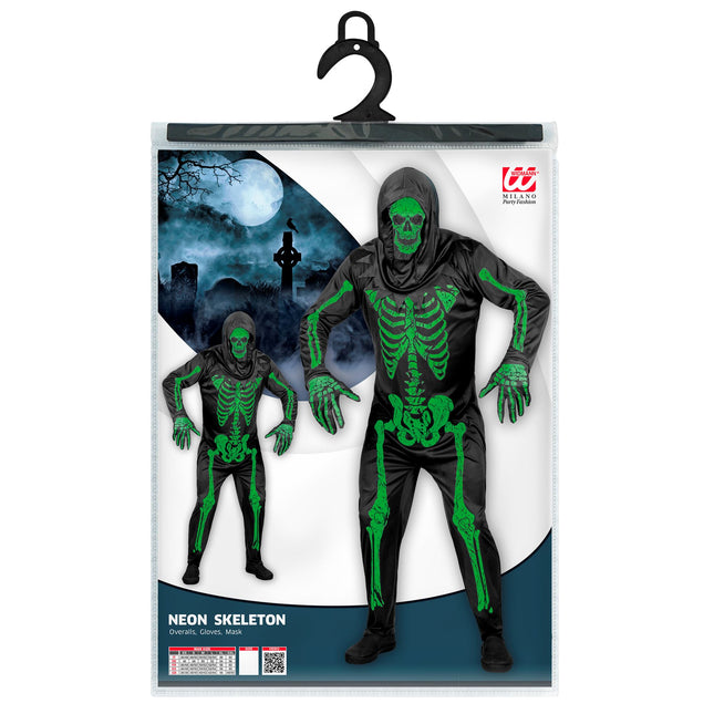 Costume da scheletro uomo Neon 3 pezzi