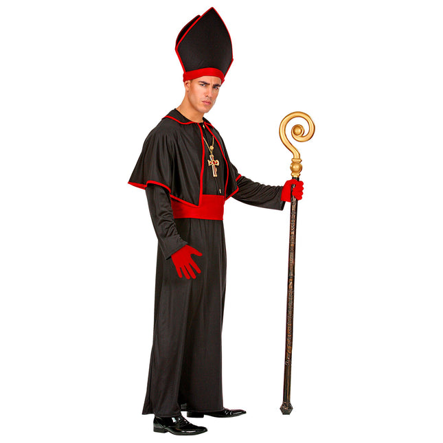 Costume da vescovo nero rosso 4 pezzi