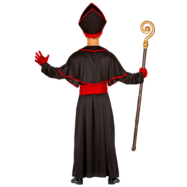 Costume da vescovo nero rosso 4 pezzi