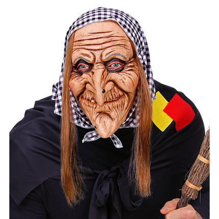 Maschera di Halloween da strega con capelli