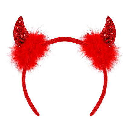 Cerchietto Halloween Diavolo Rosso Glitterato