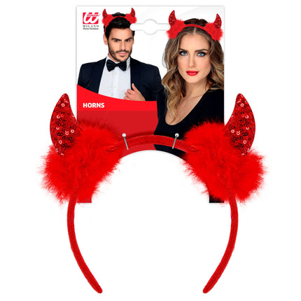 Cerchietto Halloween Diavolo Rosso Glitterato