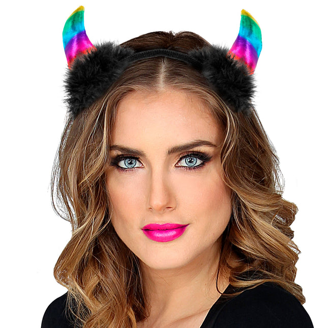 Cerchietto per capelli di Halloween Diavolo Arcobaleno