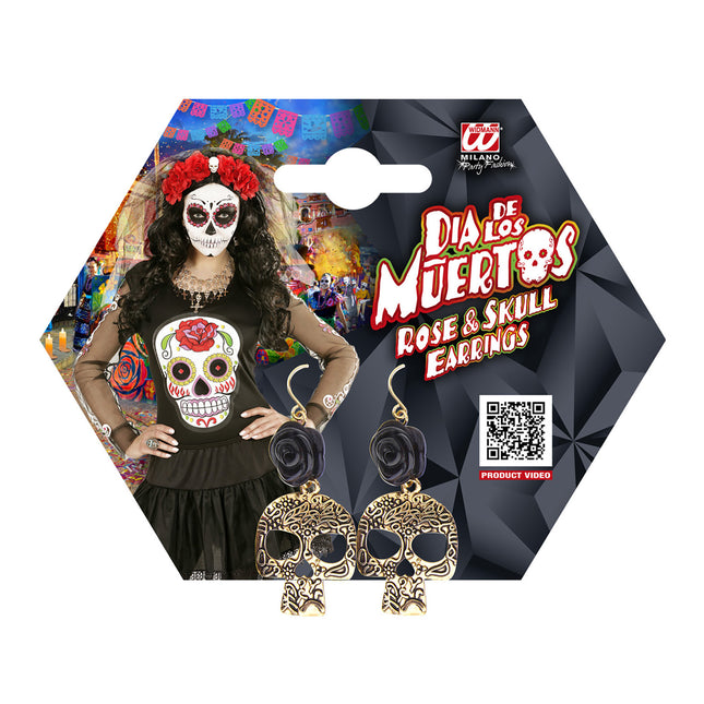 Orecchini Halloween Teschio Nero Oro