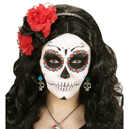 Orecchini di Halloween Teschi blu con rosa