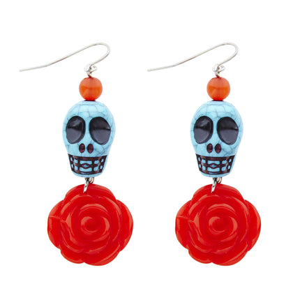 Orecchini Halloween Teschi con Rosa