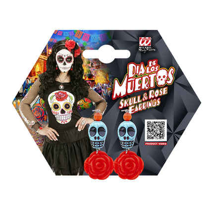 Orecchini Halloween Teschi con Rosa