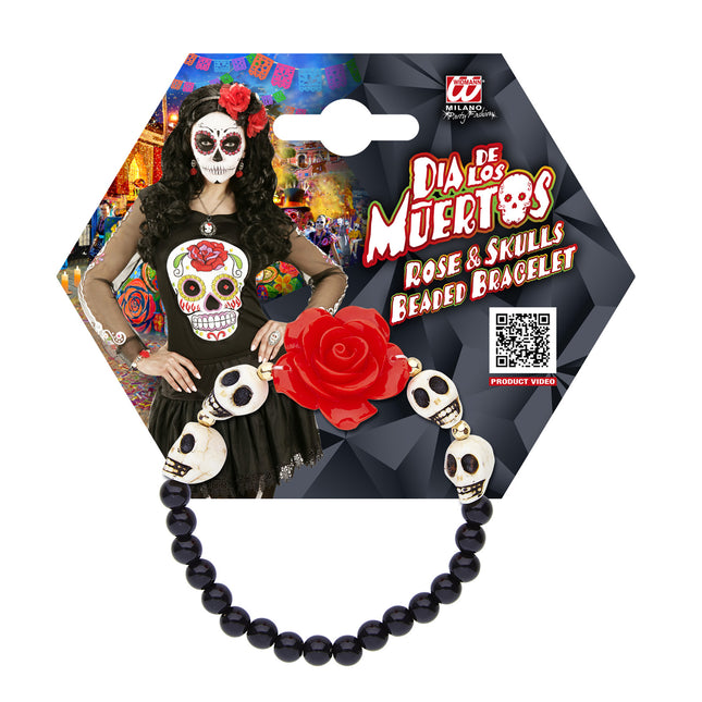 Bracciale Halloween Teschi con Rosa