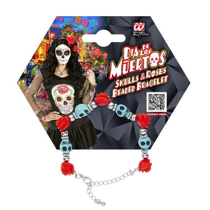 Bracciale Halloween Teschio Rosso Blu