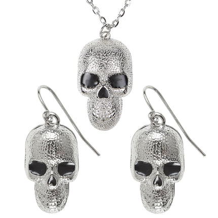 Set di accessori per Halloween Teschio d'argento 3 pezzi