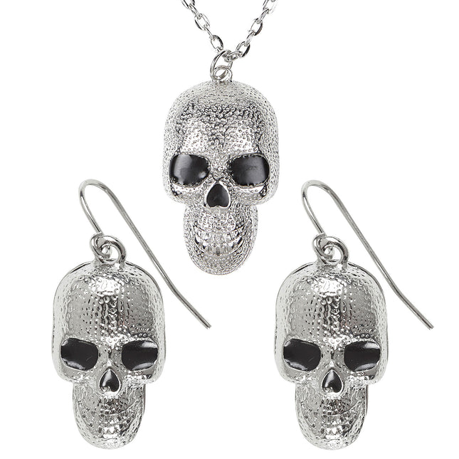 Set di accessori per Halloween Teschio d'argento 3 pezzi