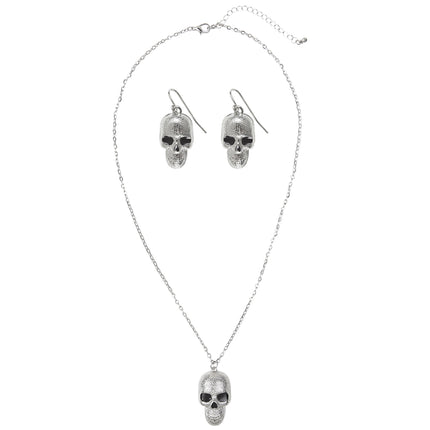 Set di accessori per Halloween Teschio d'argento 3 pezzi