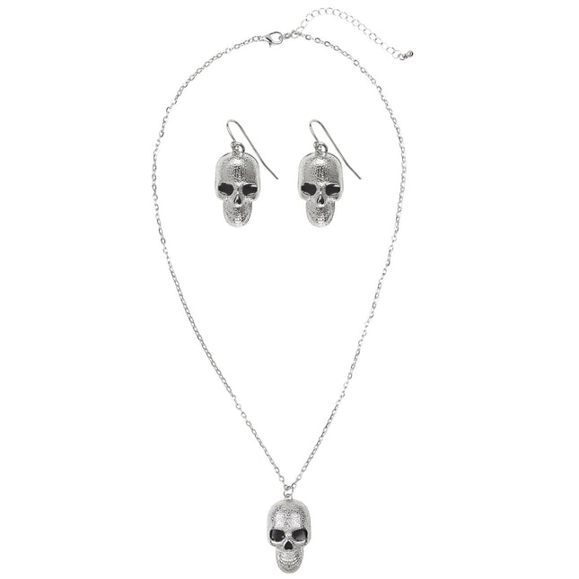 Set di accessori per Halloween Teschio d'argento 3 pezzi