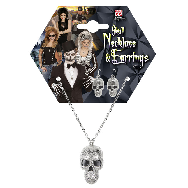 Set di accessori per Halloween Teschio d'argento 3 pezzi