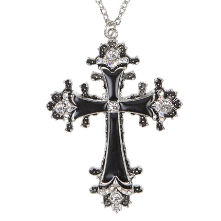 Collana di Halloween Croce nera d'argento