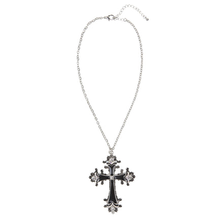 Collana di Halloween Croce nera d'argento