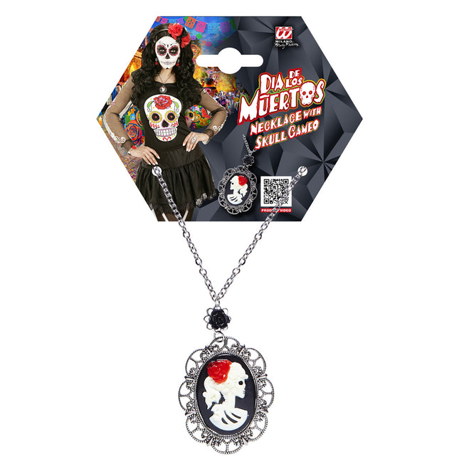 Collana Halloween Teschio e Rosa