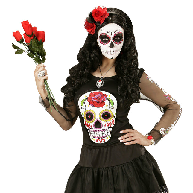 Collana Halloween Teschio e Rosa
