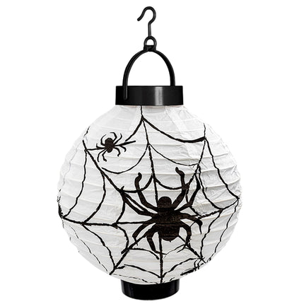 Lanterna di Halloween Nera Bianca Ragnatela 20cm