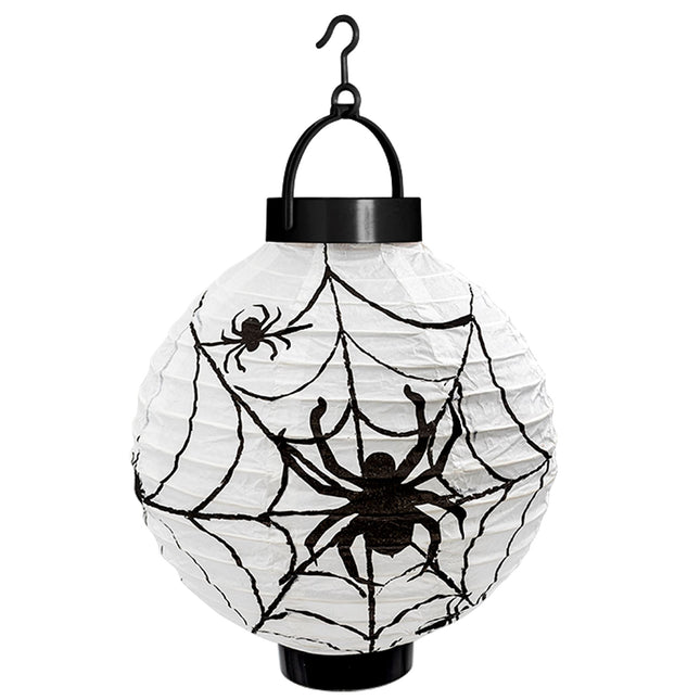 Lanterna di Halloween Nera Bianca Ragnatela 20cm