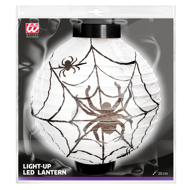 Lanterna di Halloween Nera Bianca Ragnatela 20cm