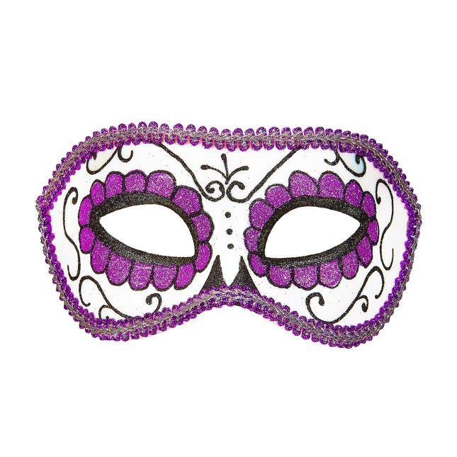 Maschera per gli occhi Dia De Los Muertos Viola