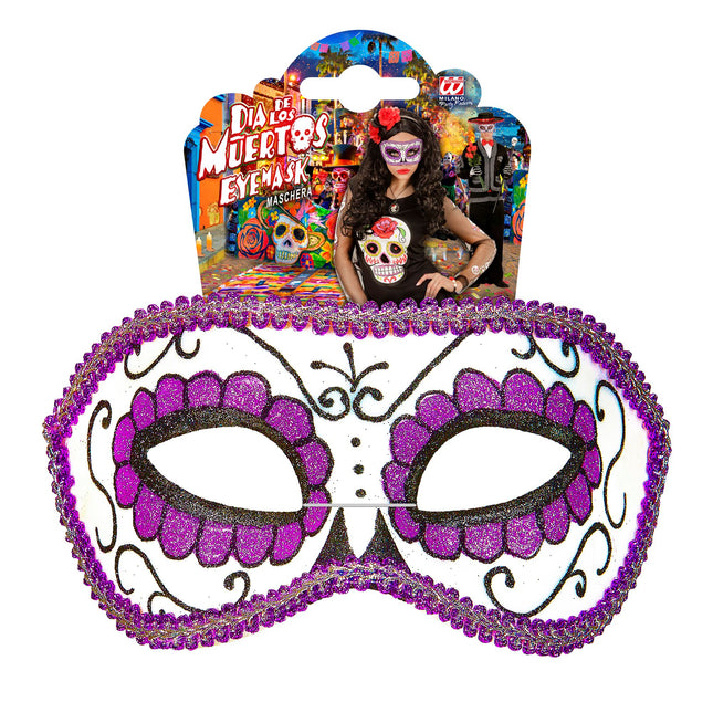 Maschera per gli occhi Dia De Los Muertos Viola