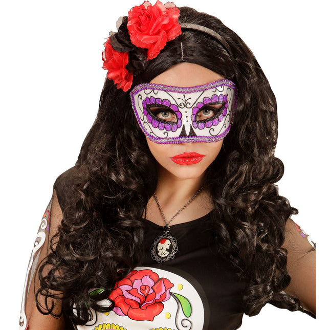 Maschera per gli occhi Dia De Los Muertos Viola
