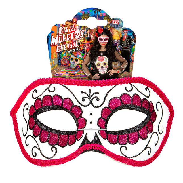 Maschera per gli occhi Dia De Los Muertos Rosa
