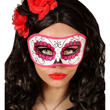 Maschera per gli occhi Dia De Los Muertos Rosa