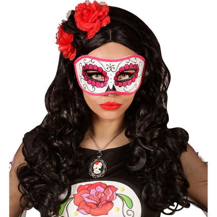 Maschera per gli occhi Dia De Los Muertos Rosa