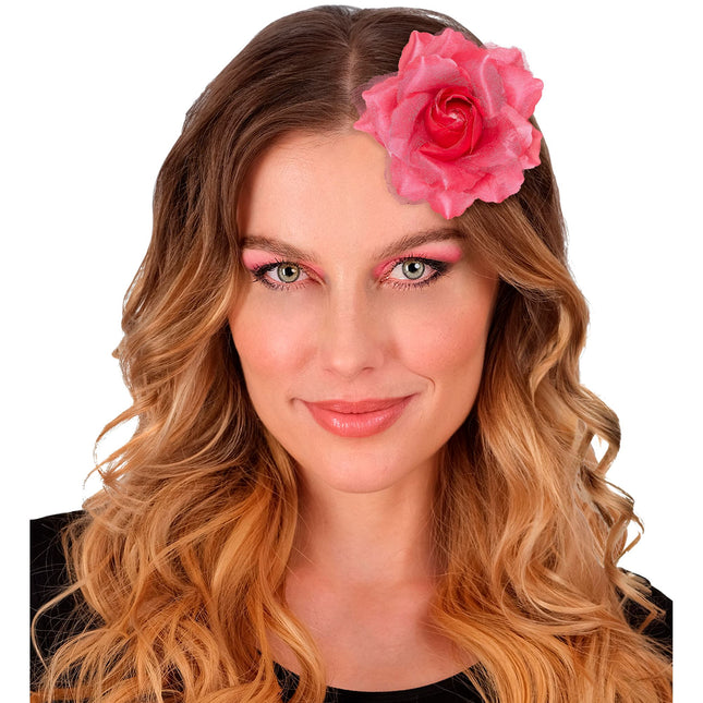 Fiore per capelli rosa