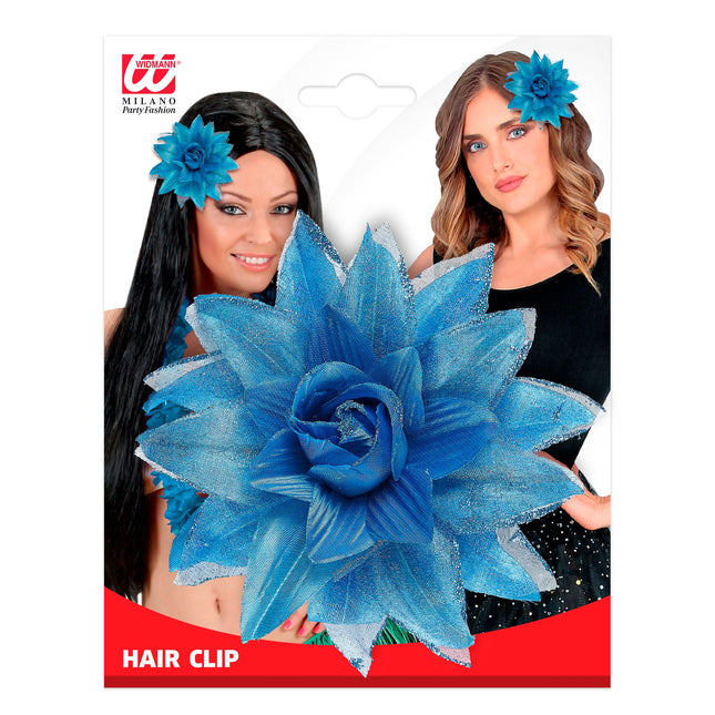 Fiore per capelli blu