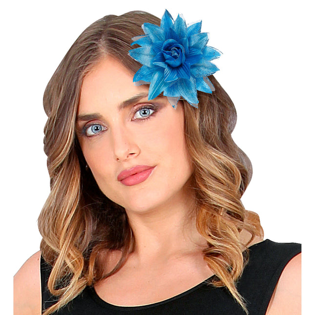 Fiore per capelli blu