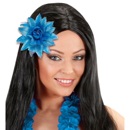 Fiore per capelli blu