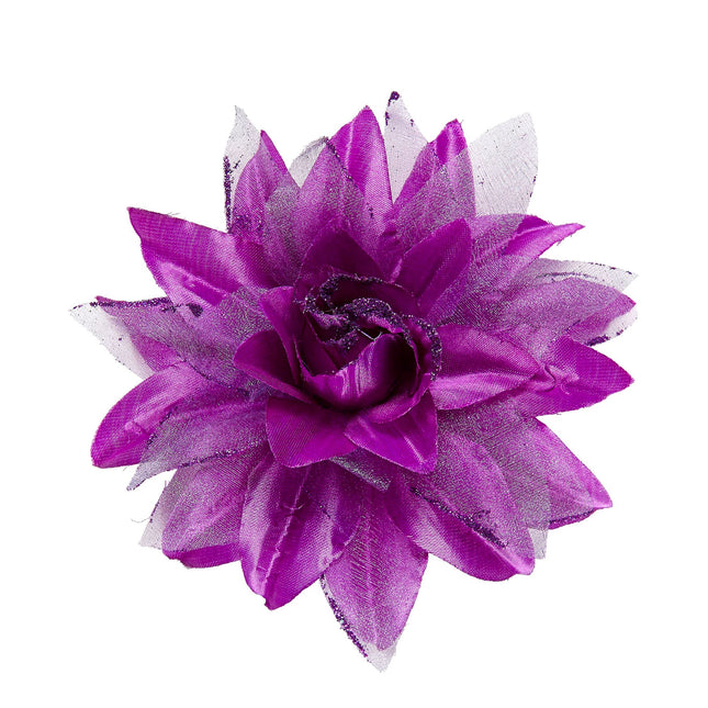 Fiore per capelli viola glitterato