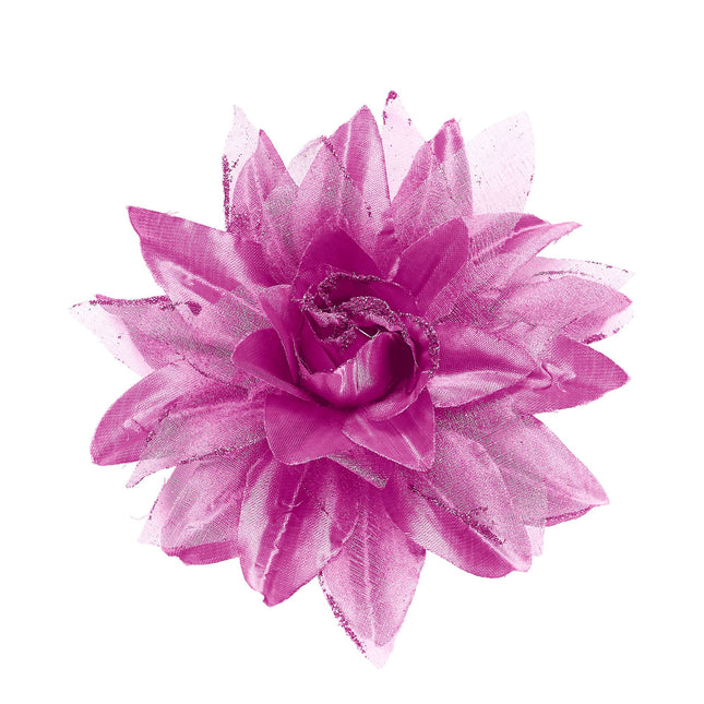 Fiore per capelli viola rosa glitterato