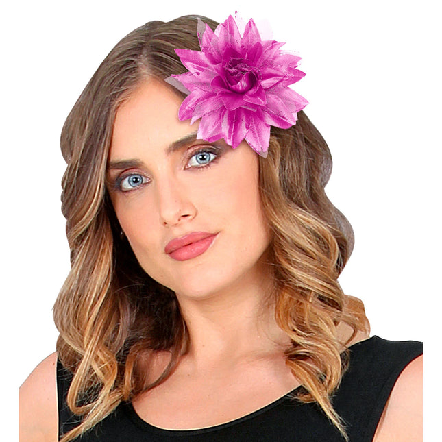 Fiore per capelli viola rosa glitterato