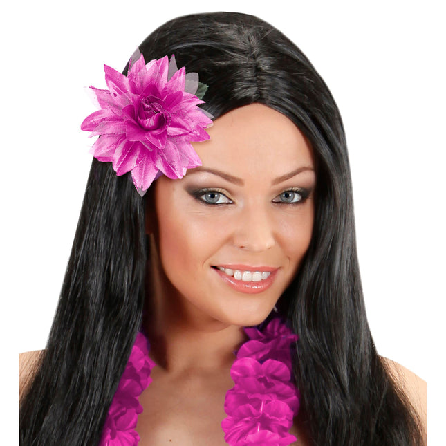 Fiore per capelli viola rosa glitterato