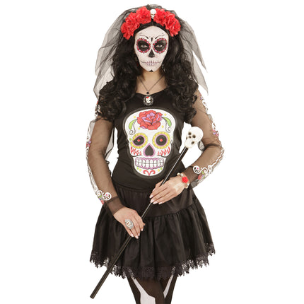 Cerchietto Halloween Velo Nero Rosso