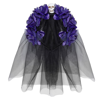 Cerchietto Halloween Velo Nero Viola