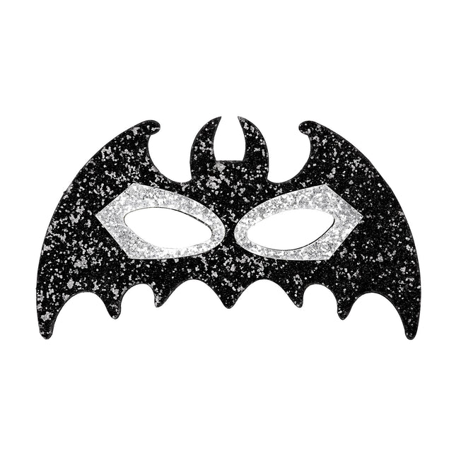 Maschera occhi Halloween Pipistrello nero argento
